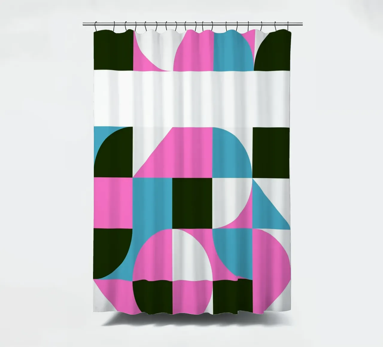 Forme geometriche pop - Arte retrò in rosa e turkis tenda da doccia da Studio Vibe