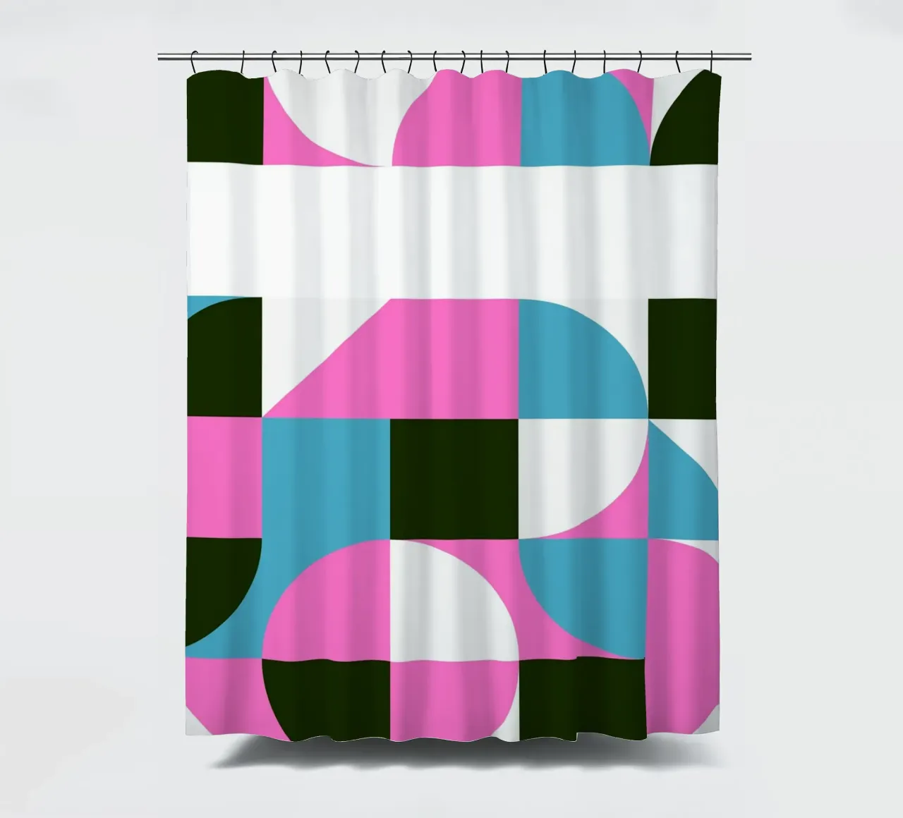 Forme geometriche pop - Arte retrò in rosa e turkis tenda da doccia da Studio Vibe
