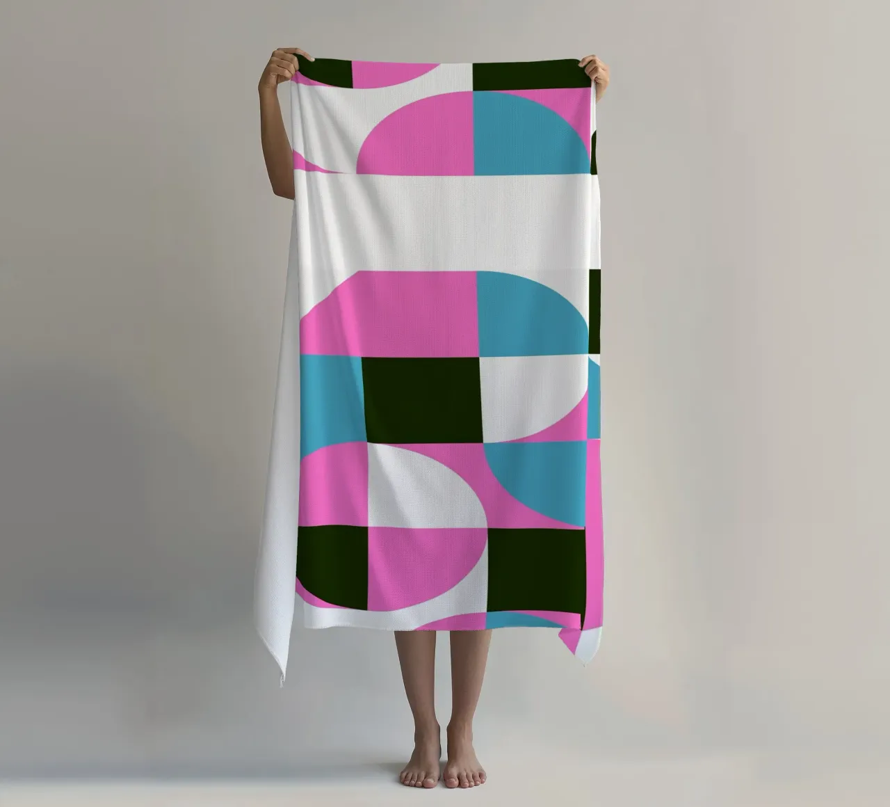 Forme geometriche pop - Arte retrò in rosa e turkis telo mare da Studio Vibe