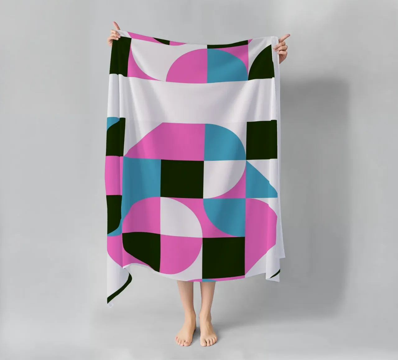 Forme geometriche pop - Arte retrò in rosa e turkis telo mare da Studio Vibe