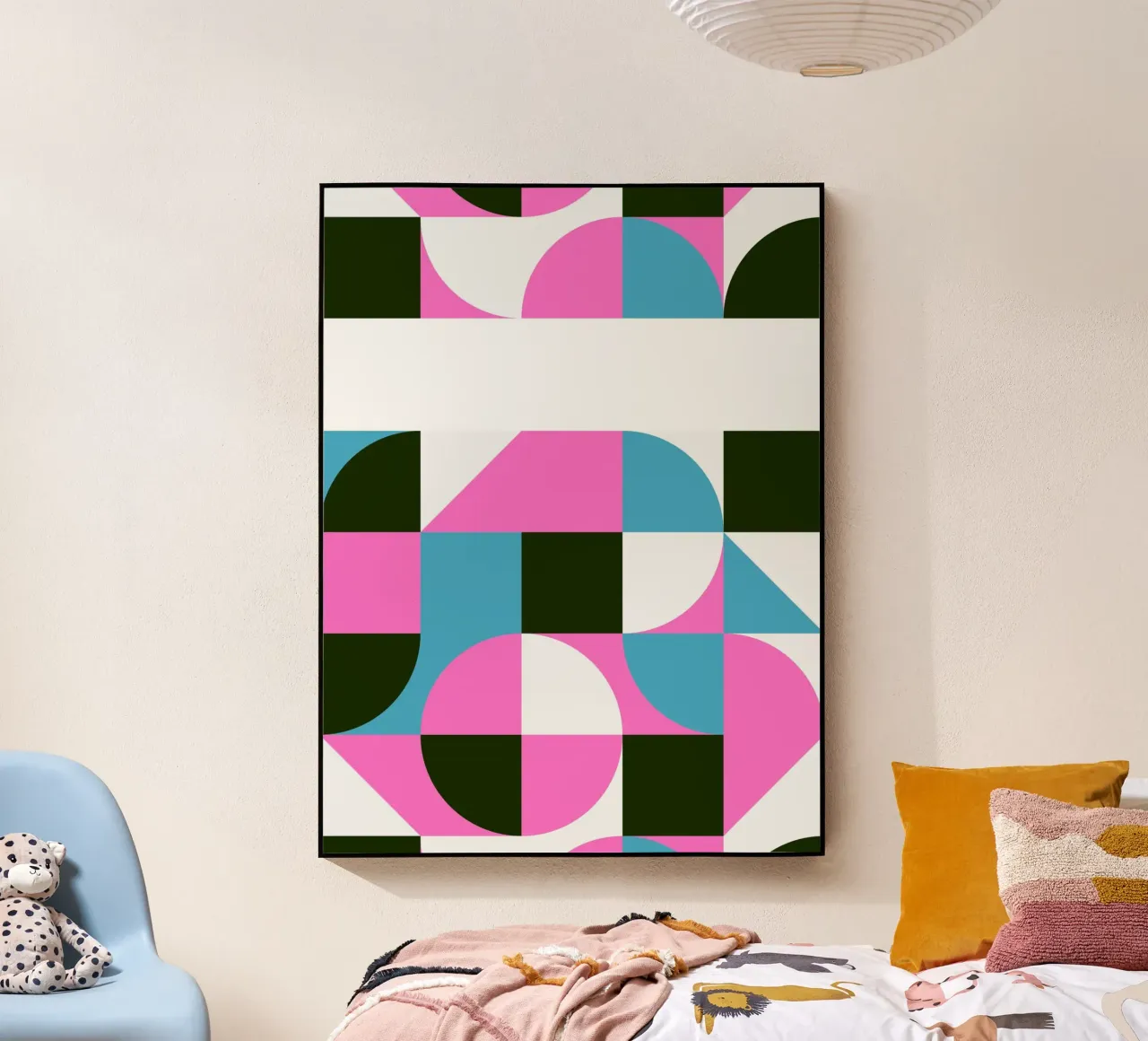 Forme geometriche pop - Arte retrò in rosa e turkis plexiglass da Studio Vibe