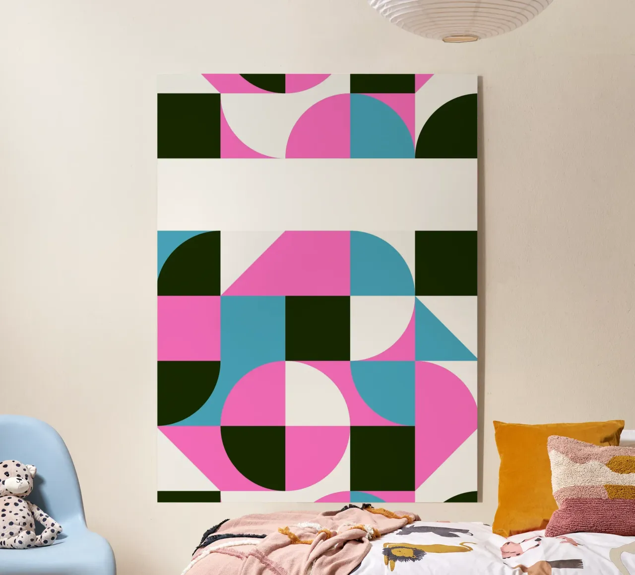Forme geometriche pop - Arte retrò in rosa e turkis plexiglass da Studio Vibe