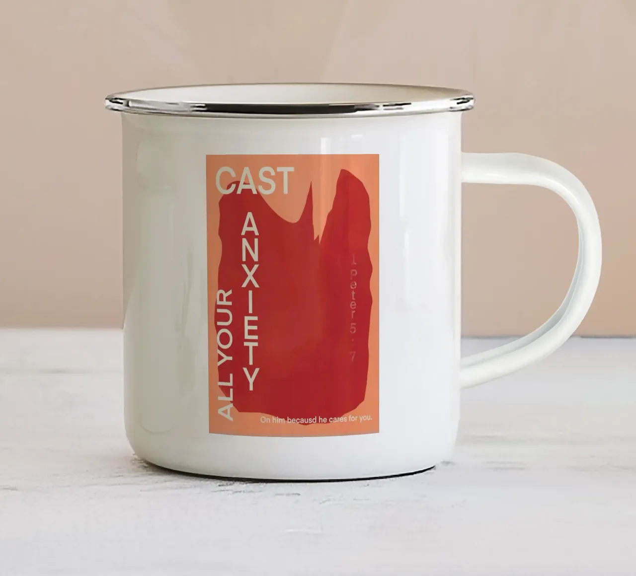 Gettate tutte le vostre ansie tazza in smalto da Little Dean