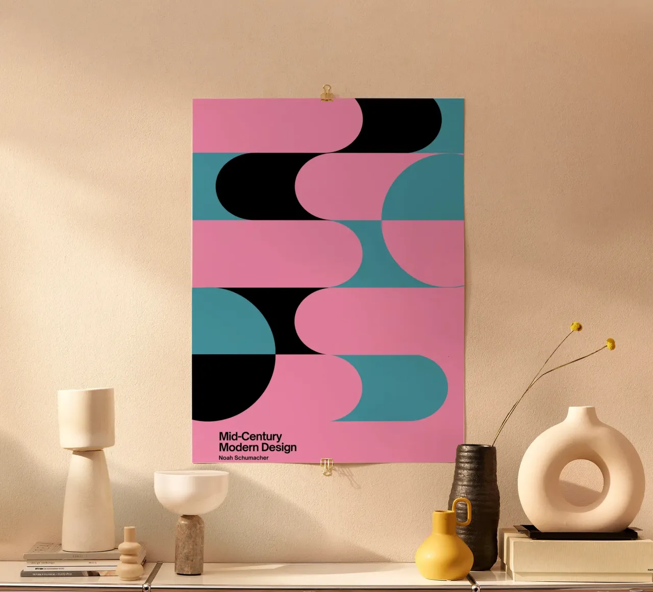 Forme del Mid-Century - Rosa & Blau Designposter poster da Studio Vibe