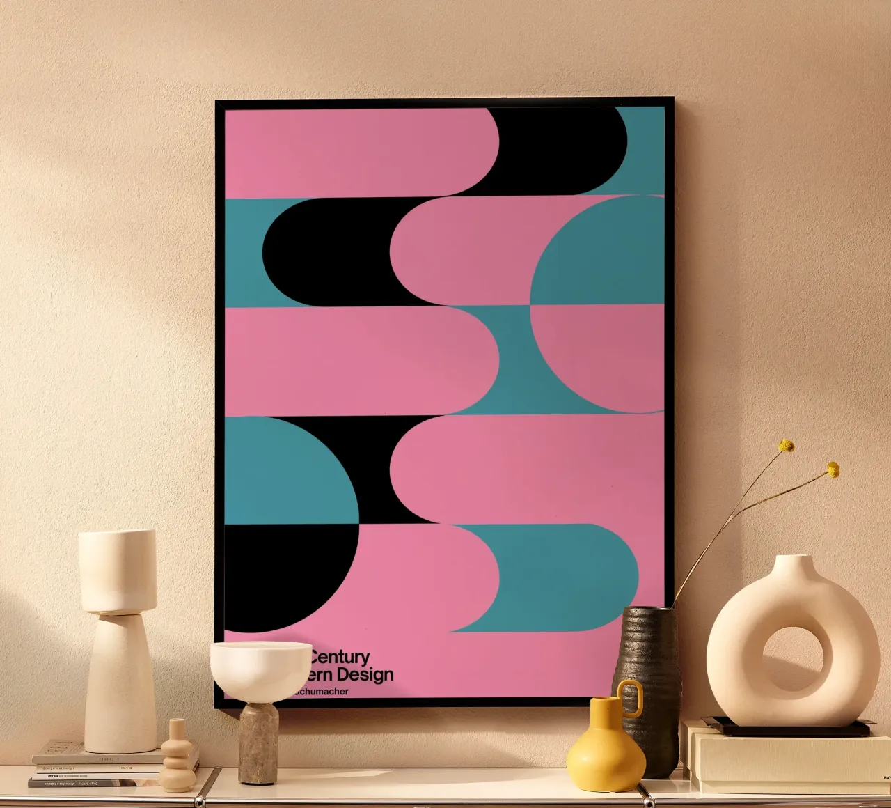 Forme del Mid-Century - Rosa & Blau Designposter poster da Studio Vibe
