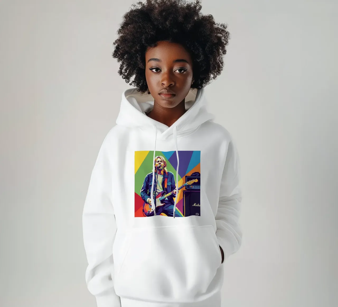 Kurt Cobain colorful pop art felpa con cappuccio da Hantamrata