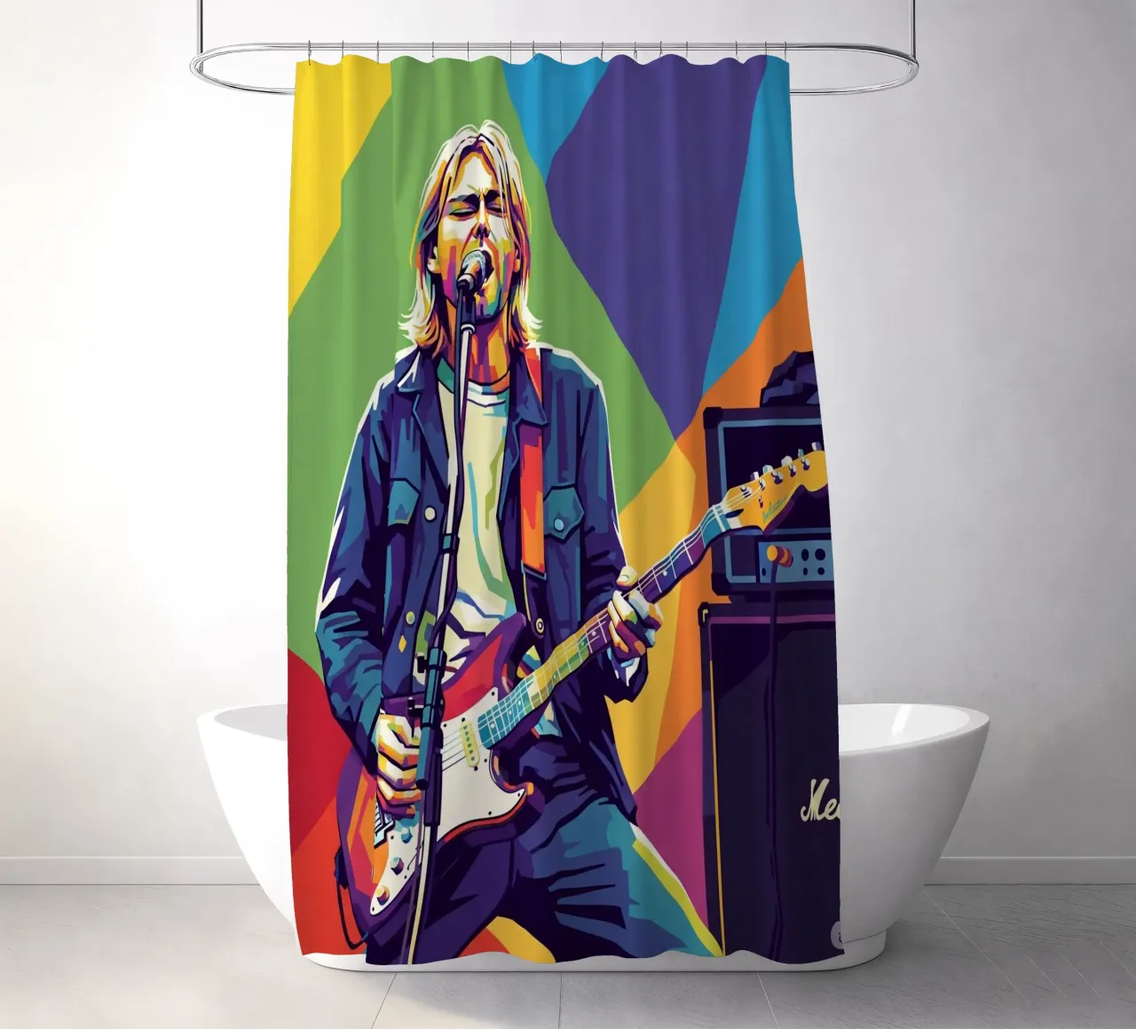 Kurt Cobain colorful pop art tenda da doccia da Hantamrata