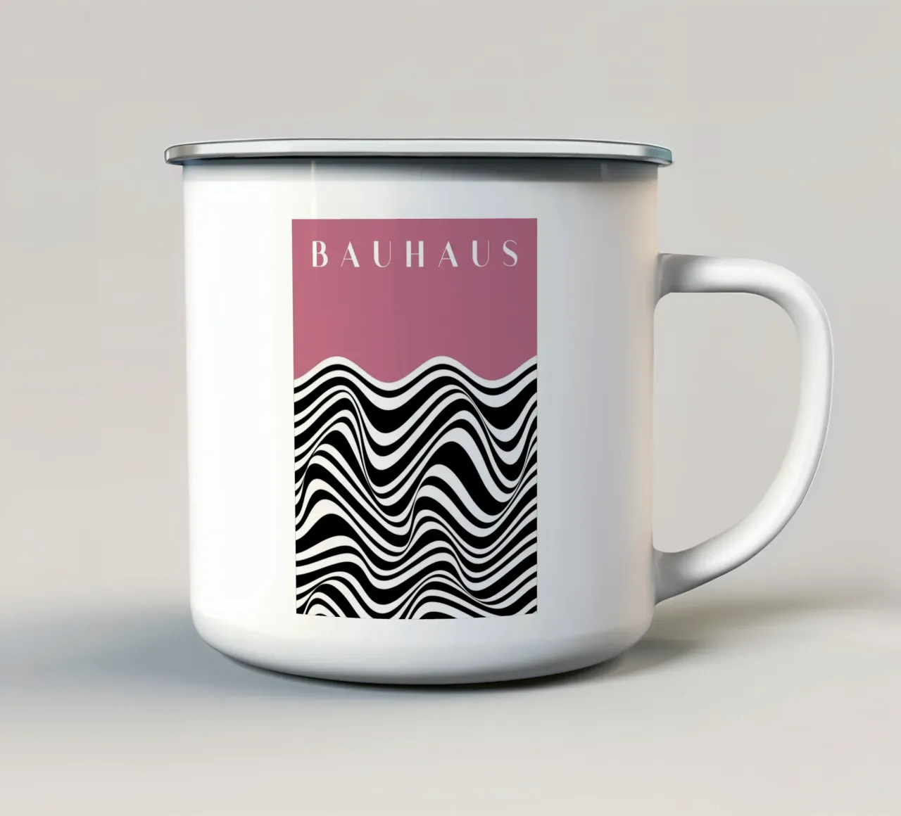 Bauhaus Onde Rosa | Op-Art Poster Retrò tazza in smalto da Studio Vibe