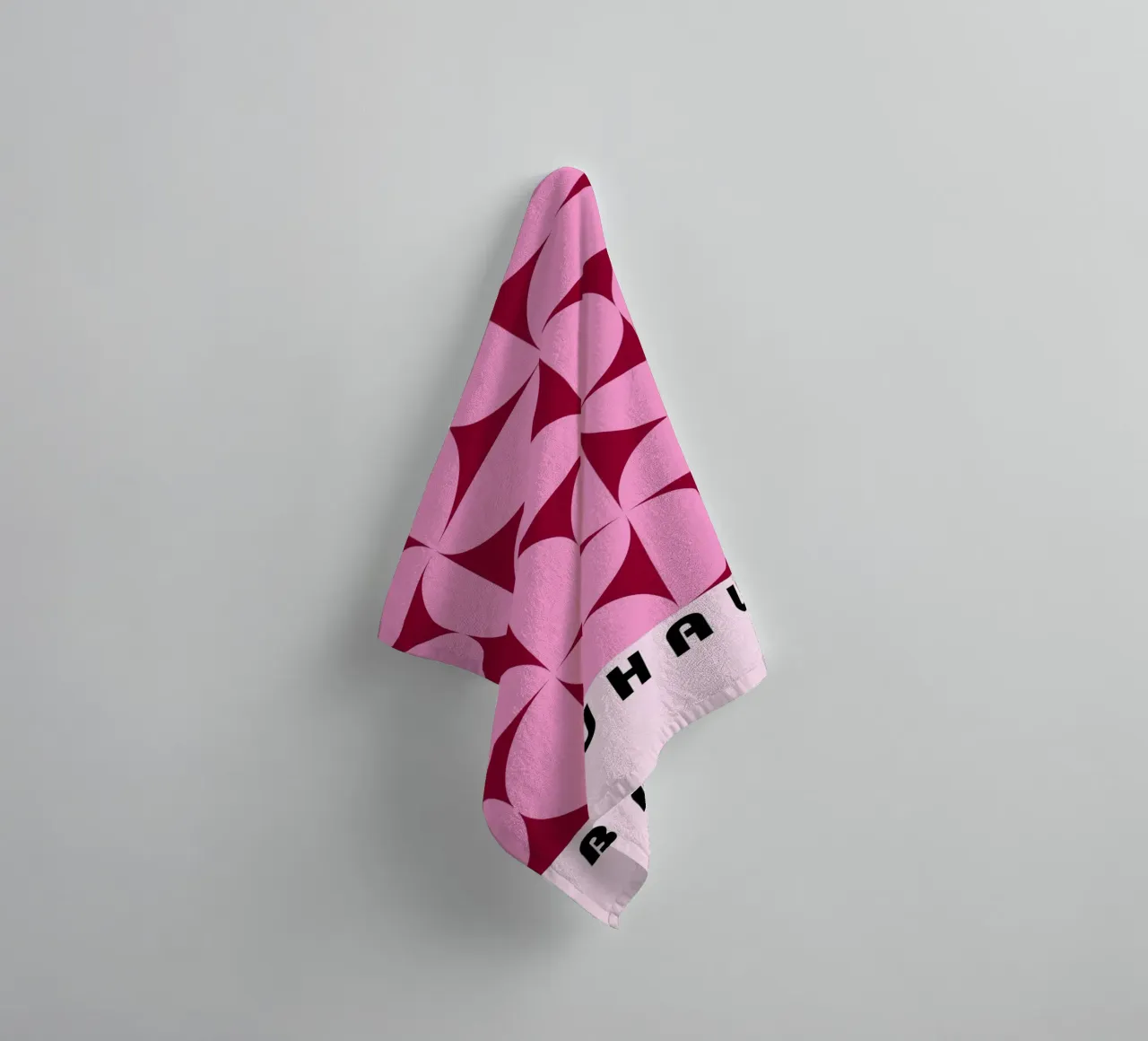 Bauhaus Pink Grid | Geometric Retro Poster towel by Studio Vibe