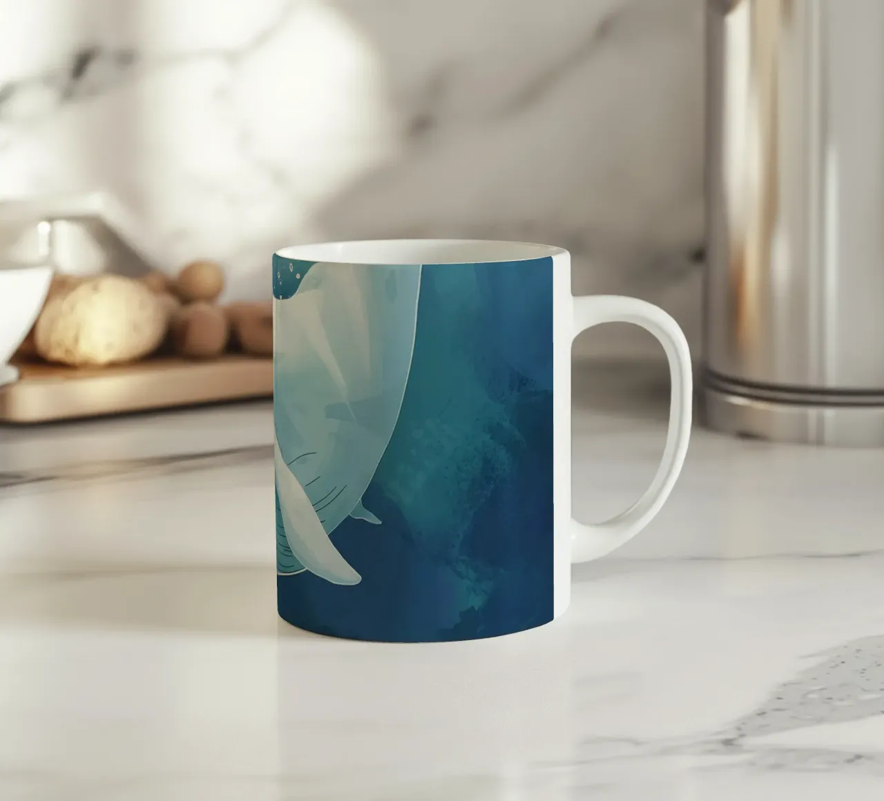 Anmutig schwimmender Belugawal in tiefen Gewässern Keramik Tasse von DesignDoodle