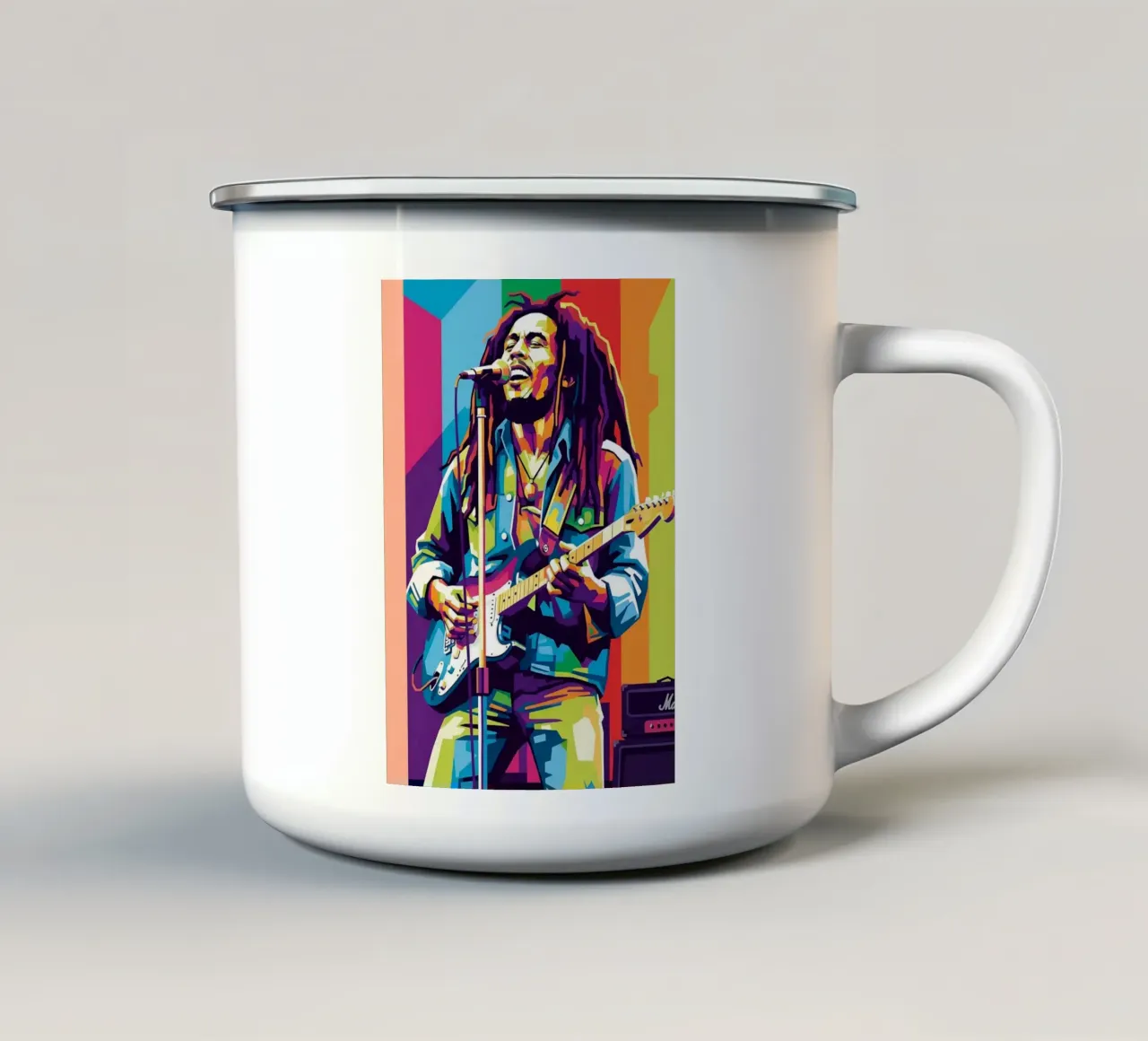 Bob Marley iconic reggae music tazza in smalto da Hantamrata