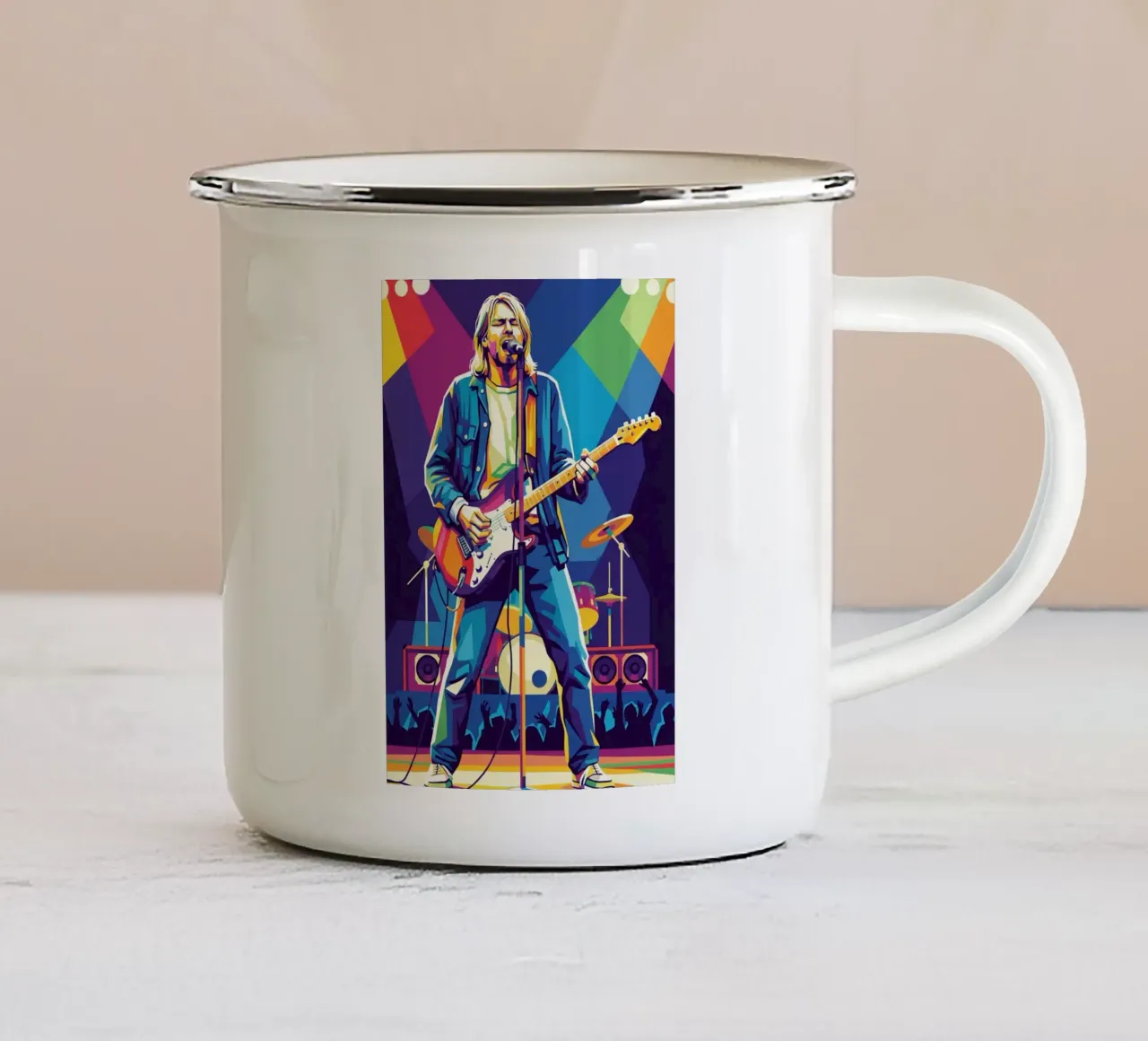 Kurt Cobain on stage tazza in smalto da Hantamrata