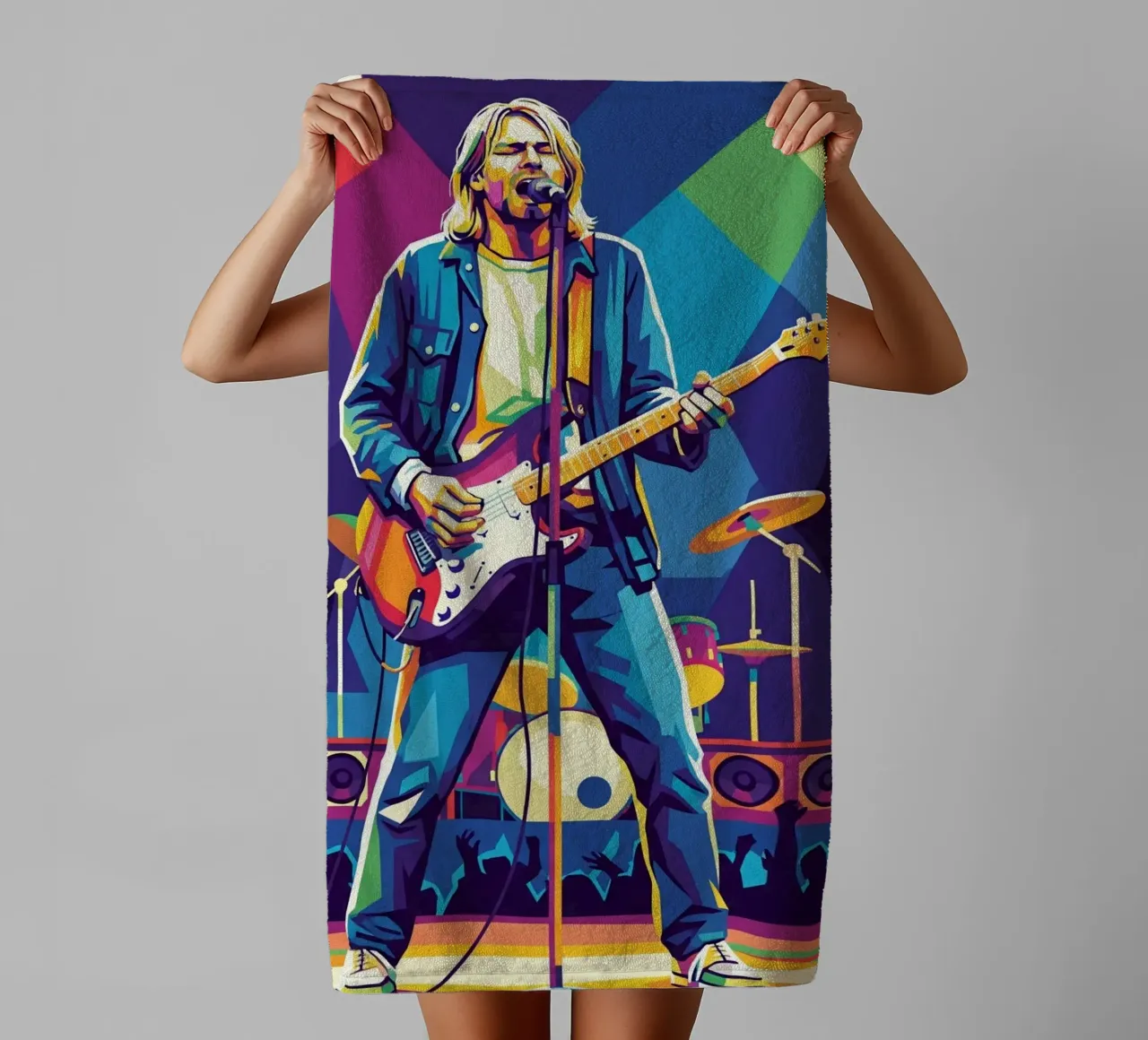 Kurt Cobain on stage asciugamano da bagno da Hantamrata