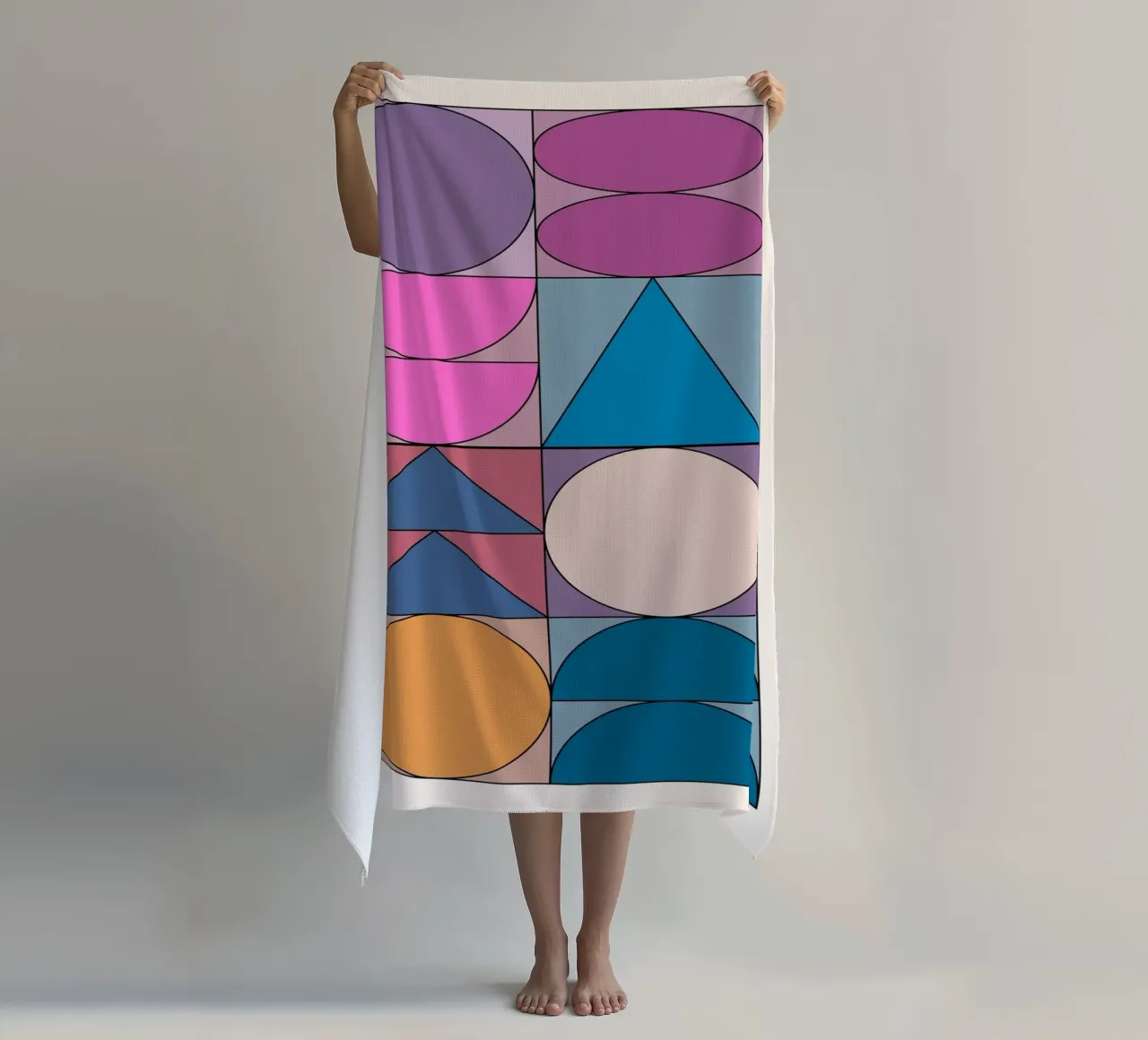 Geometric Shapes | Colorful Bauhaus Art Print beach towel by Studio Vibe