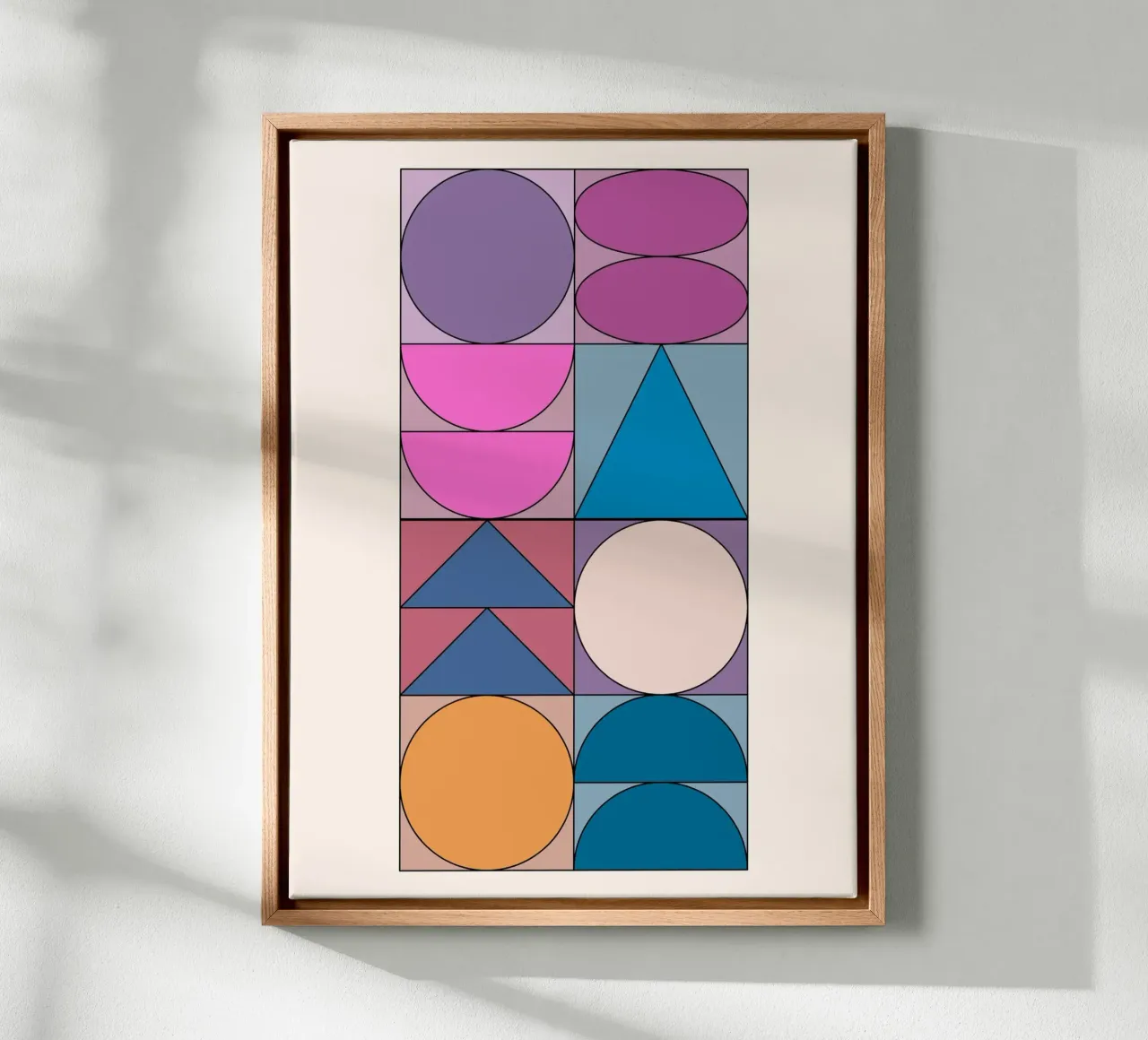 Geometric Shapes | Colorful Bauhaus Art Print canvas with Floater frame by Studio Vibe