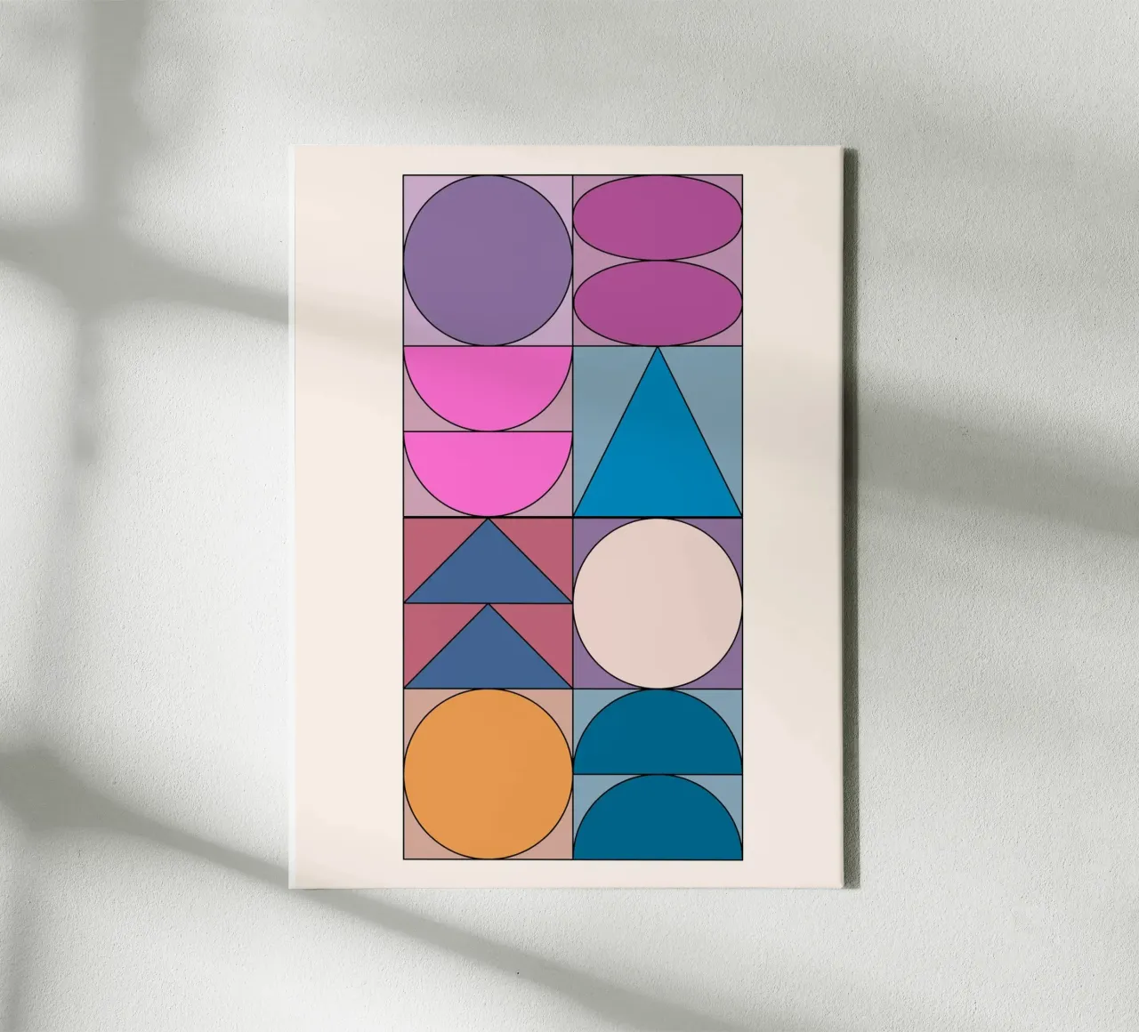 Geometric Shapes | Colorful Bauhaus Art Print canvas with Floater frame by Studio Vibe