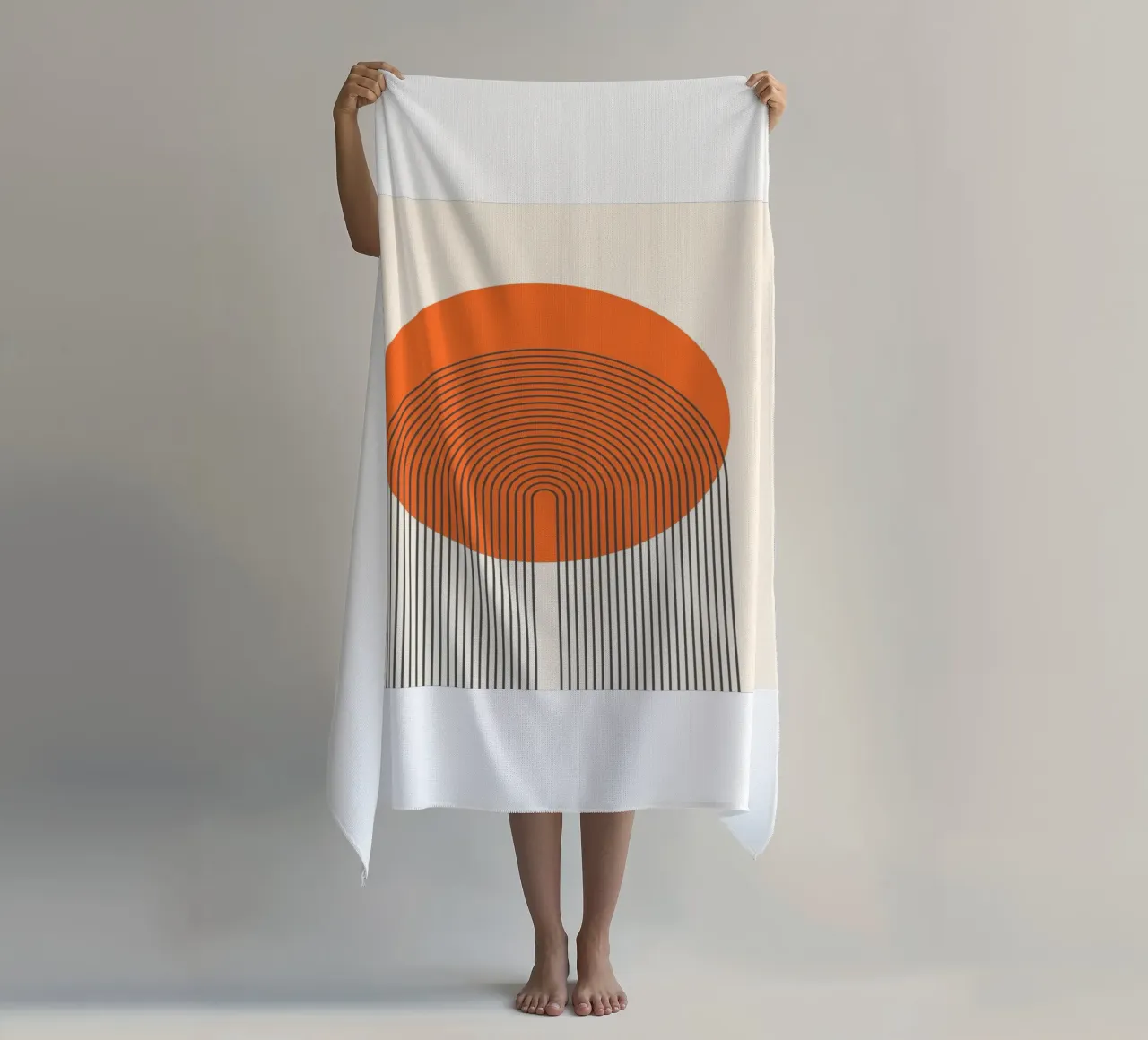 Linee retrò dell'alba - Design astratto per pareti telo mare da Studio Vibe