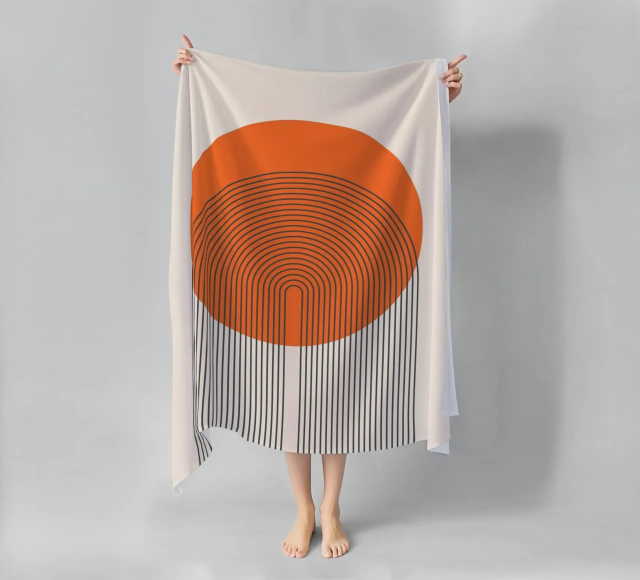 Linee retrò dell'alba - Design astratto per pareti telo mare da Studio Vibe