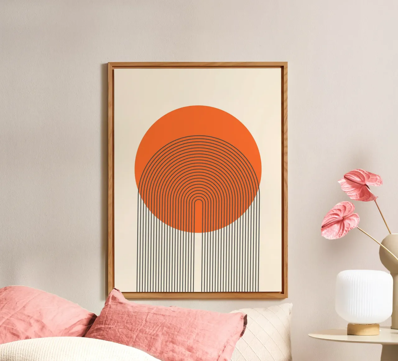 Linee retrò dell'alba - Design astratto per pareti alluminio dibond da Studio Vibe