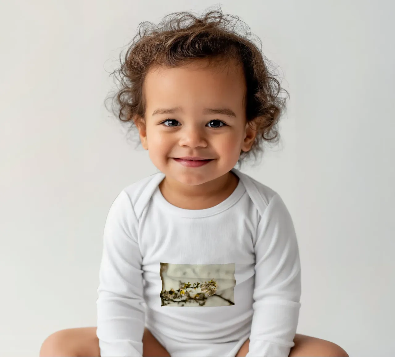 flowers blossoms long-sleeve baby romper by Earthly Visions