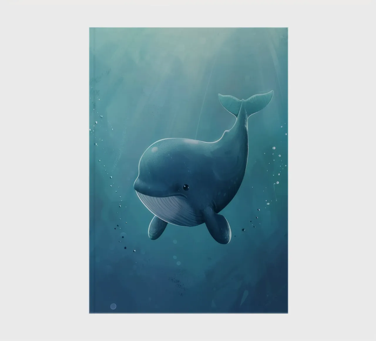 Whale swimming gracefully in deep ocean waters illuminated notebook by DesignDoodle