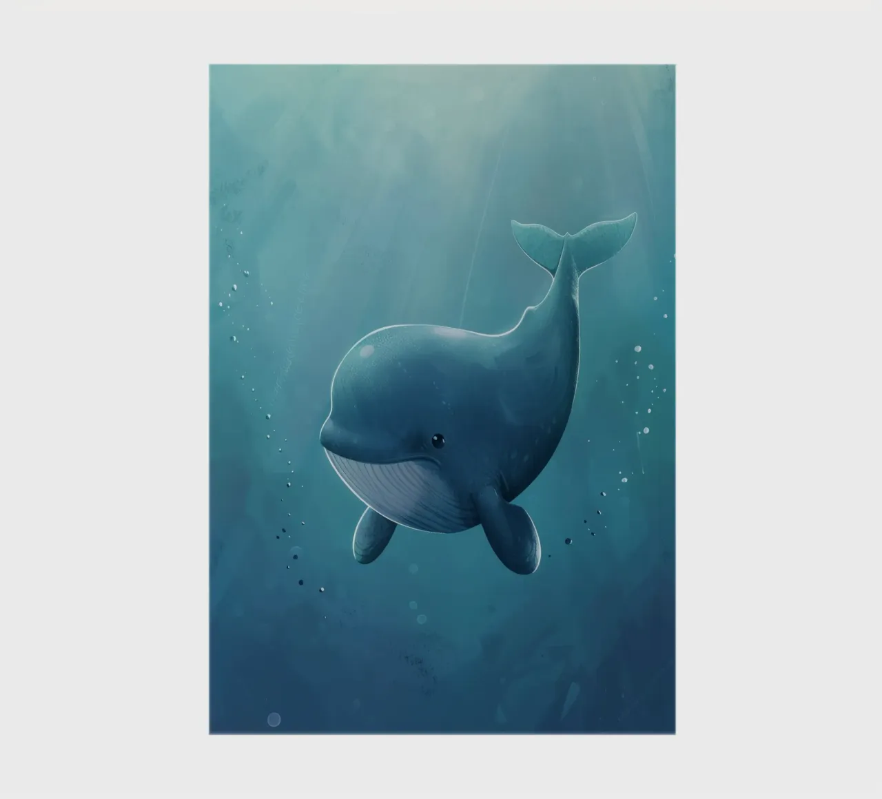 Whale swimming gracefully in deep ocean waters illuminated notebook by DesignDoodle