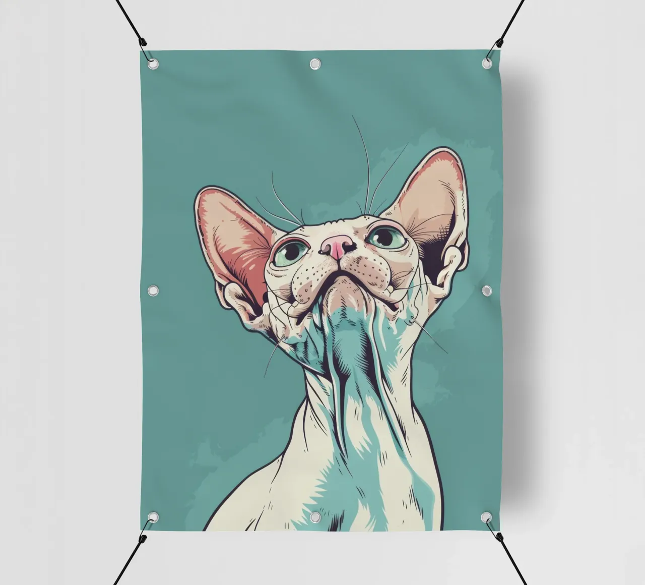 Sphynx cat gazing upwards in a simple, abstract background w pvc cover by DesignDoodle