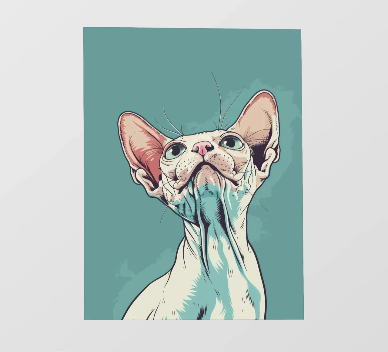 Sphynx cat gazing upwards in a simple, abstract background w pvc cover by DesignDoodle