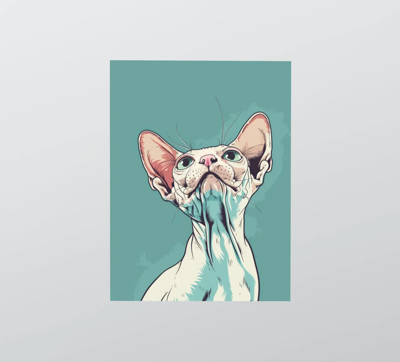Sphynx cat gazing upwards in a simple, abstract background w sticker by DesignDoodle