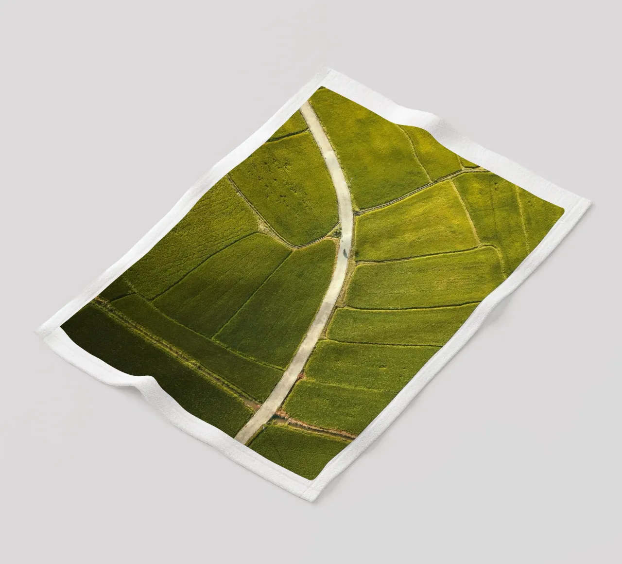 aerial view rice paddy fleece blanket by Earthly Visions