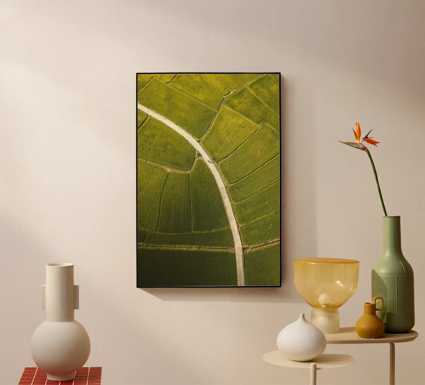 luchtfoto rijstveld acryl van Earthly Visions