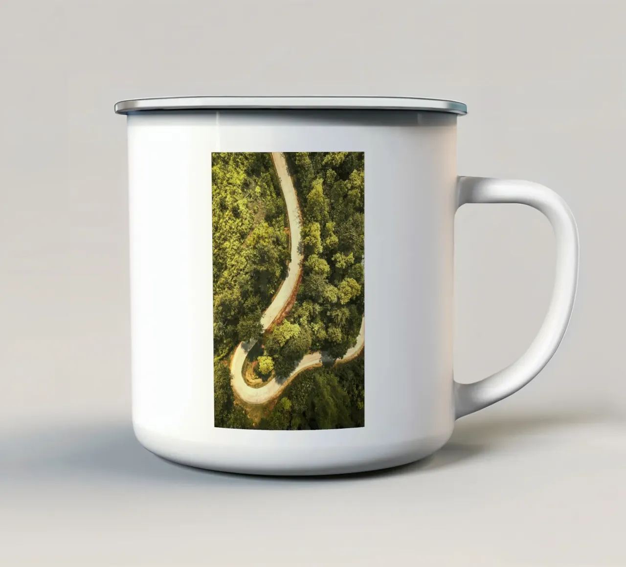 strada tortuosa foresta tazza in smalto da Earthly Visions
