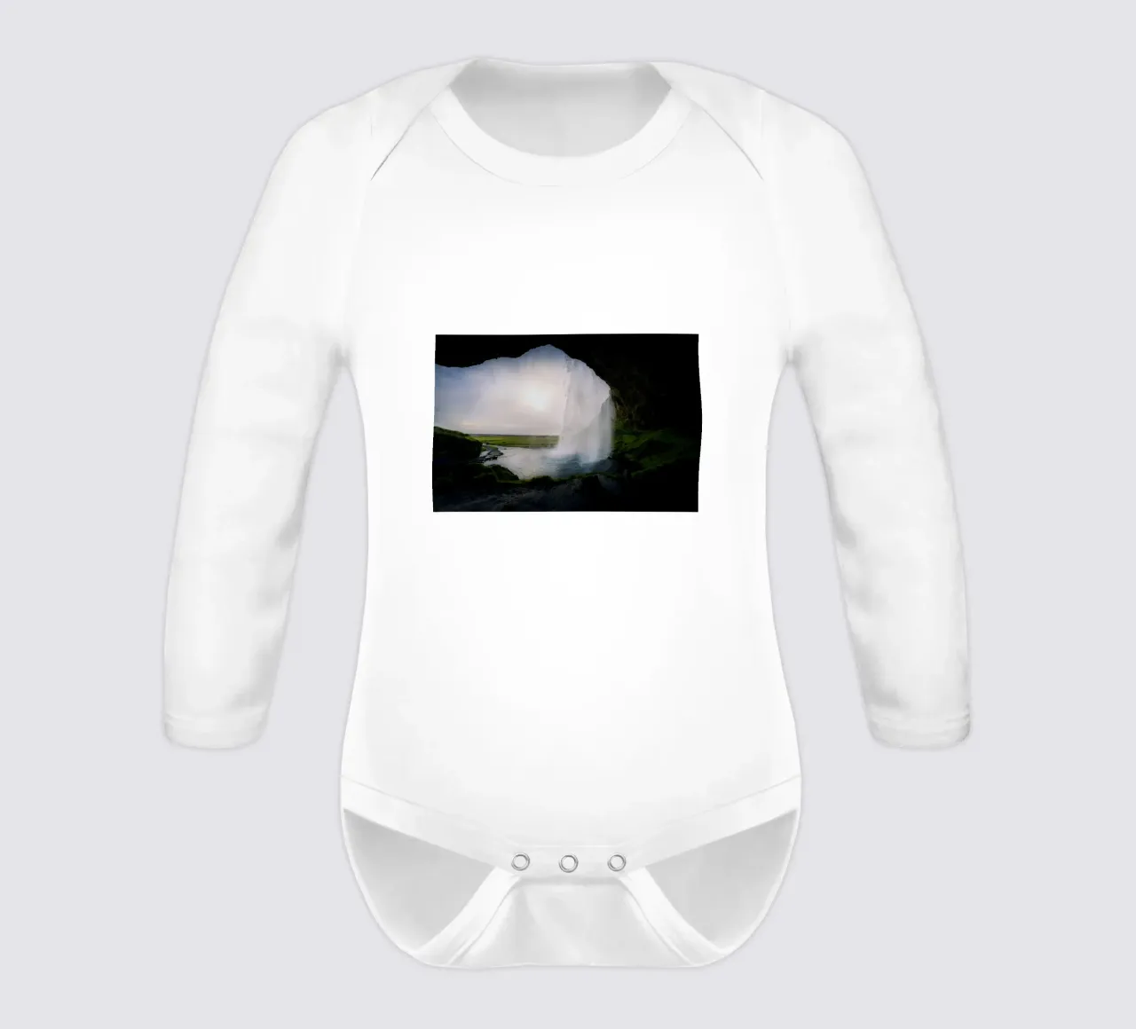 waterfall cave long-sleeve baby romper by Earthly Visions