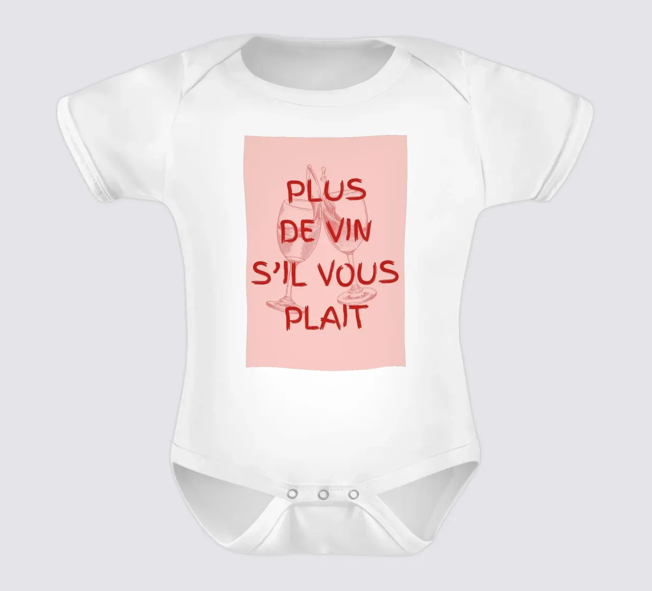 red wine text typography short-sleeve baby romper by Adam Murray