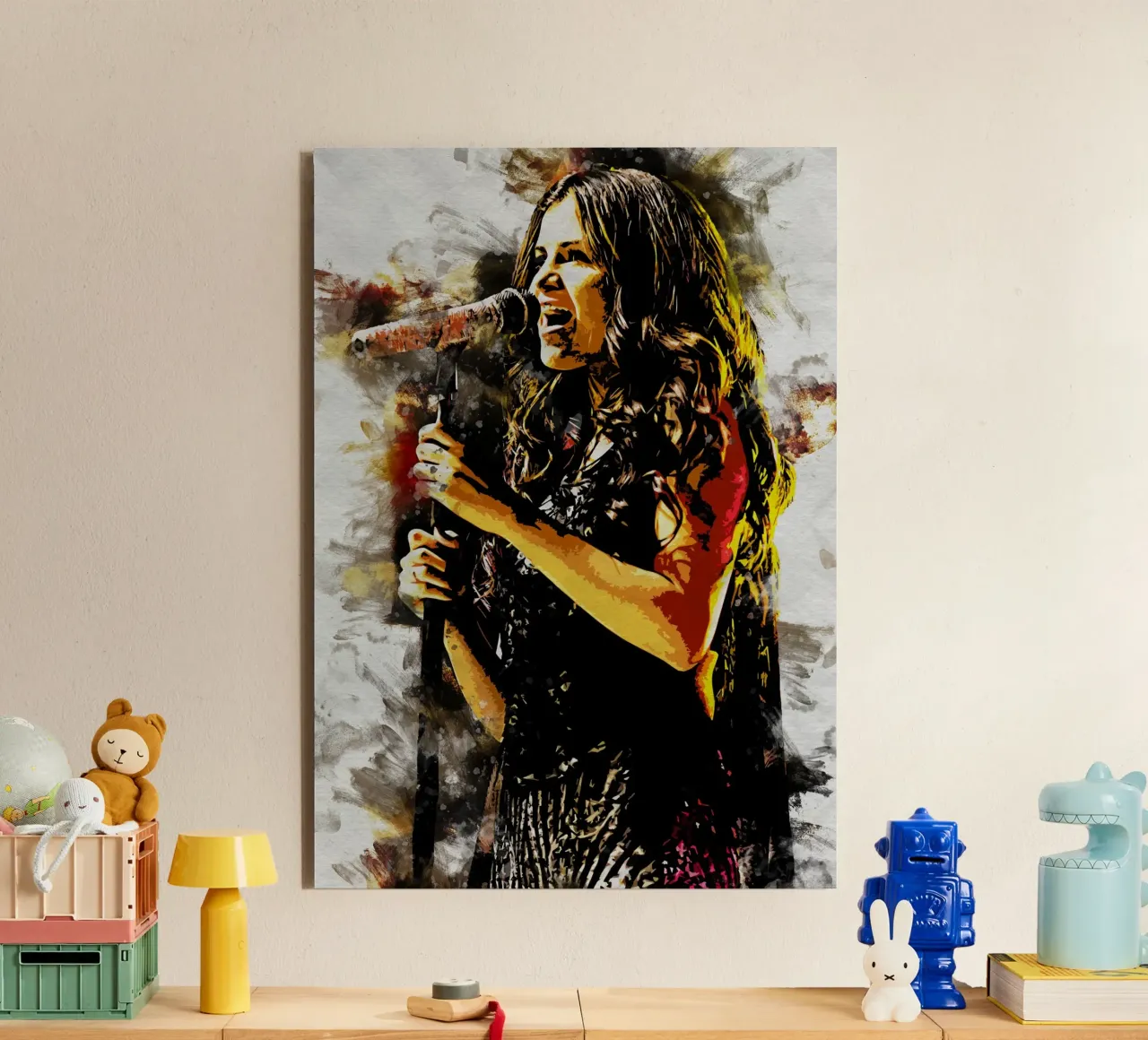 Selena Gomez Smudge Art alluminio dibond da neonartroom