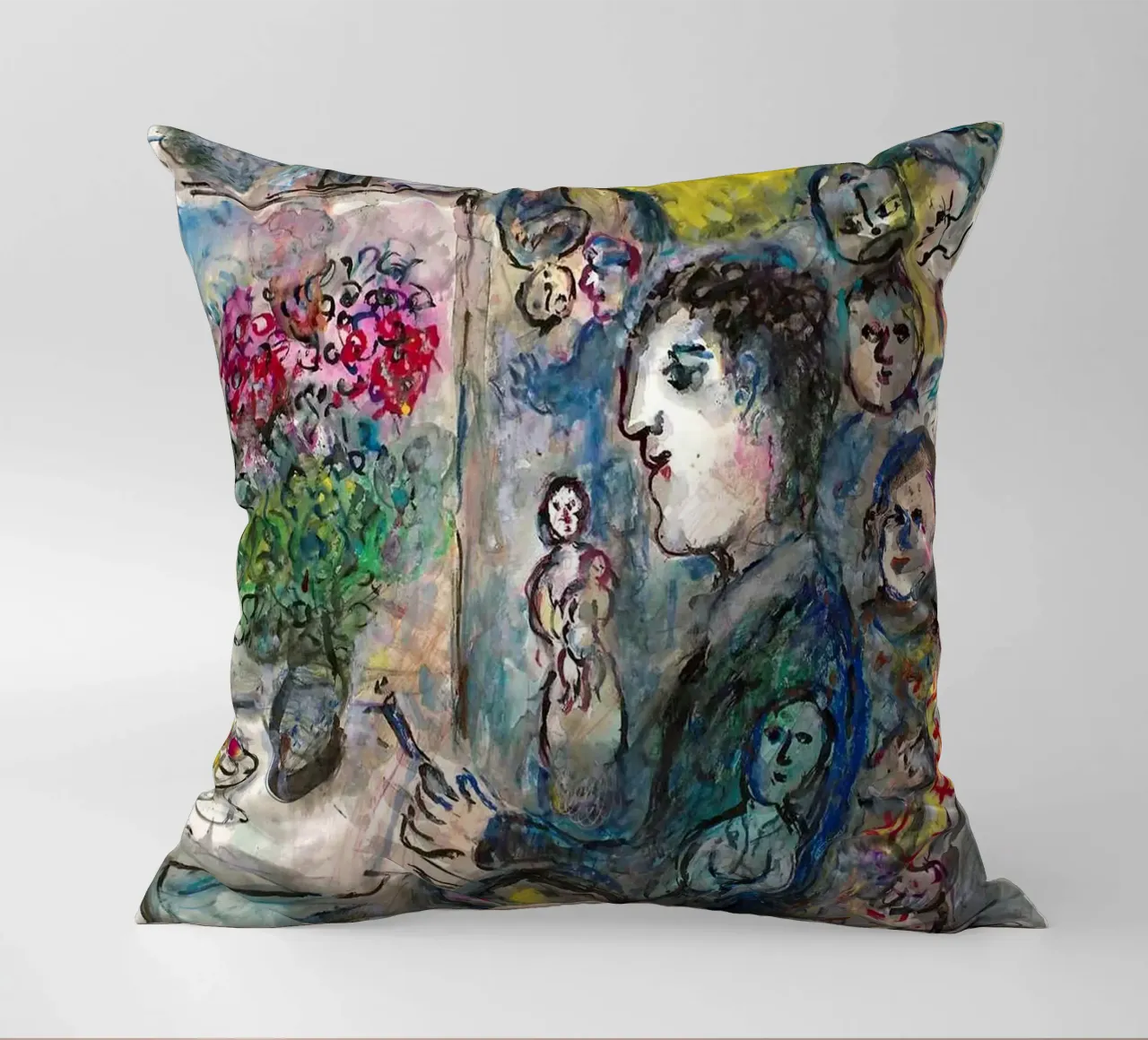 Pittore al cavalletto della capra gialla, 1976 circa Marc Chagall cuscino da James Eury