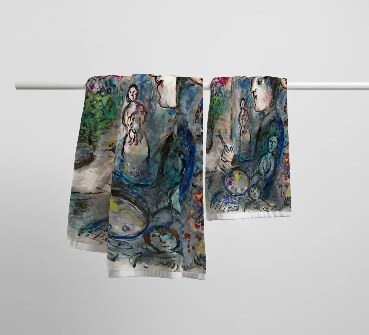 Peintre au Chevalet au Bouc Jaune, c. 1976 Marc Chagall serviette de bain de James Eury