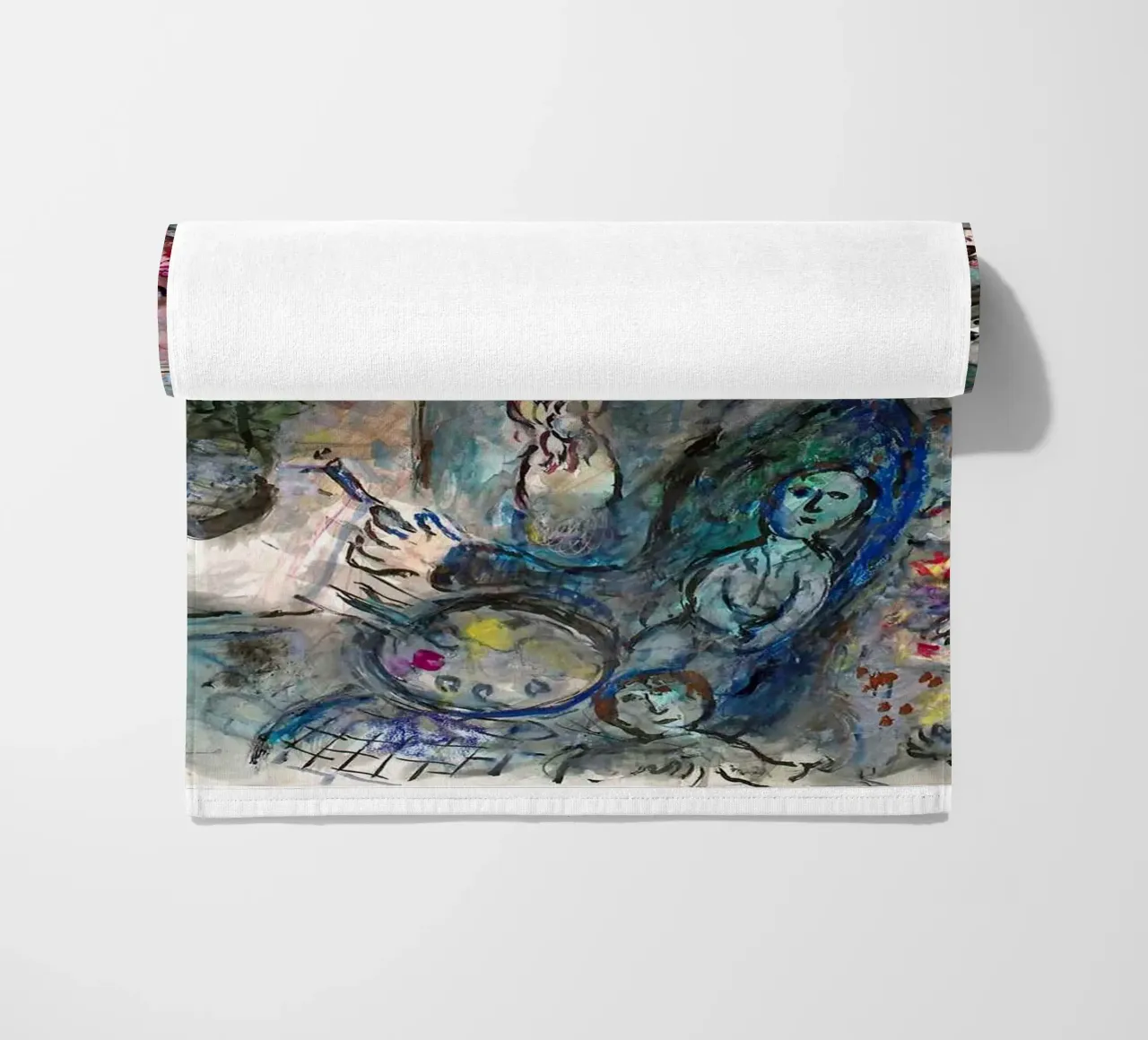 Peintre au Chevalet au Bouc Jaune, c. 1976 Marc Chagall serviette de plage de James Eury