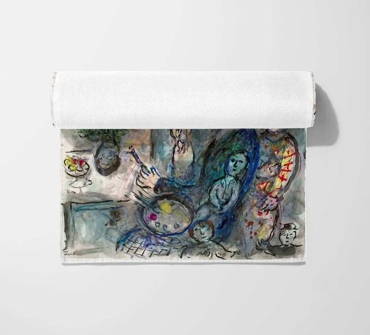 Peintre au Chevalet au Bouc Jaune, c. 1976 Marc Chagall serviette de plage de James Eury