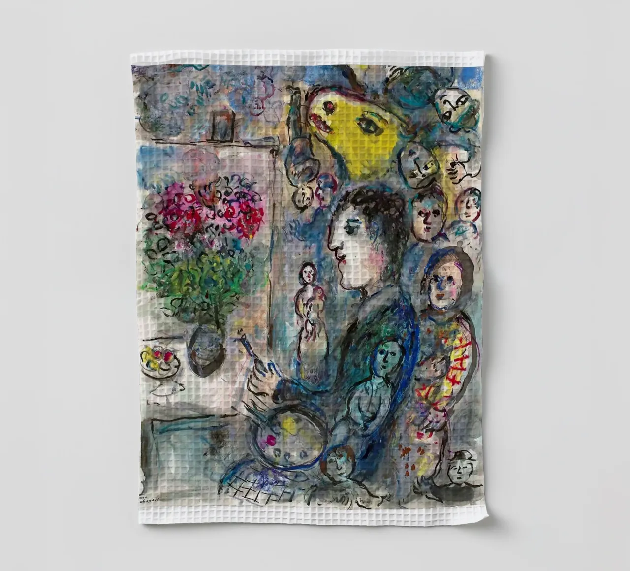Peintre au Chevalet au Bouc Jaune, c. 1976 Marc Chagall torchon de James Eury