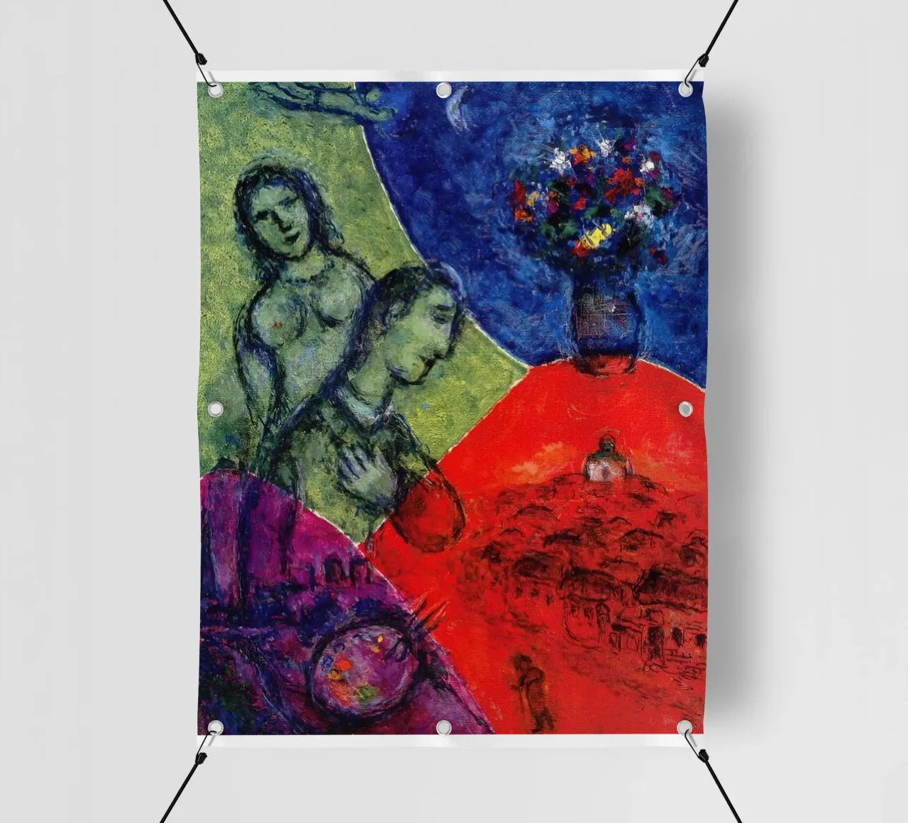 Autoritratto con bouquet, 1981 Marc Chagall telo in pvc da James Eury