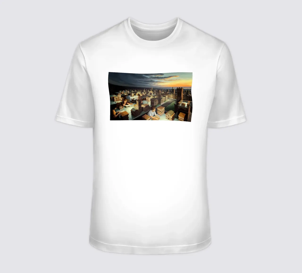 Rob Gonsalves Torri della conoscenza t-shirt da Trudeau Art Galley