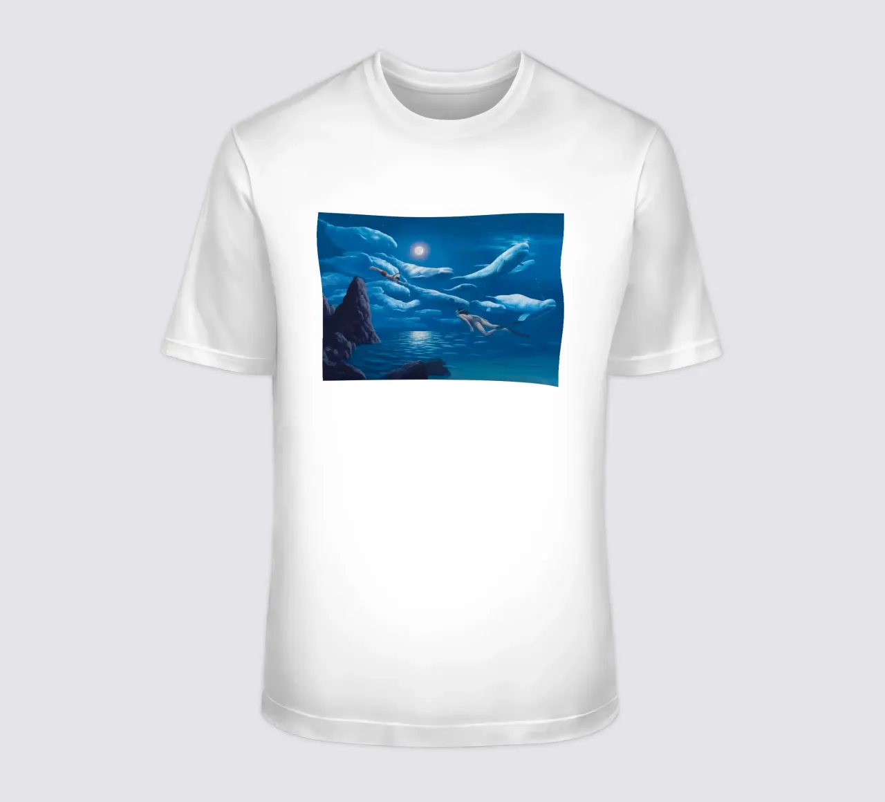 Rob Gonsalves Delphine schwimmen T-Shirt von Trudeau Art Galley