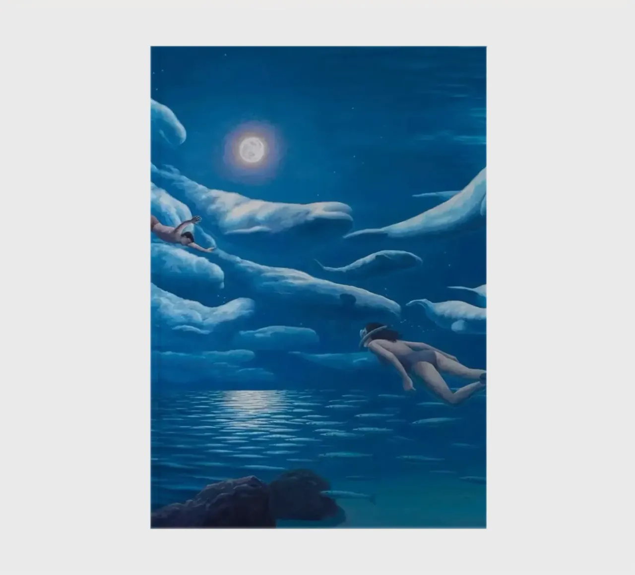 Rob Gonsalves Nage avec les dauphins carnet de notes de Trudeau Art Galley