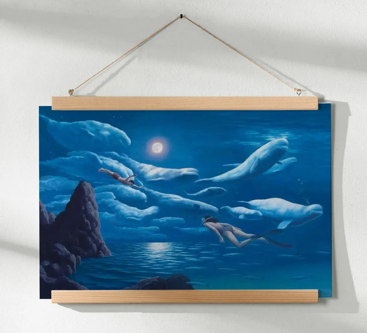 Rob Gonsalves Natación con delfines hahnemühle de Trudeau Art Galley