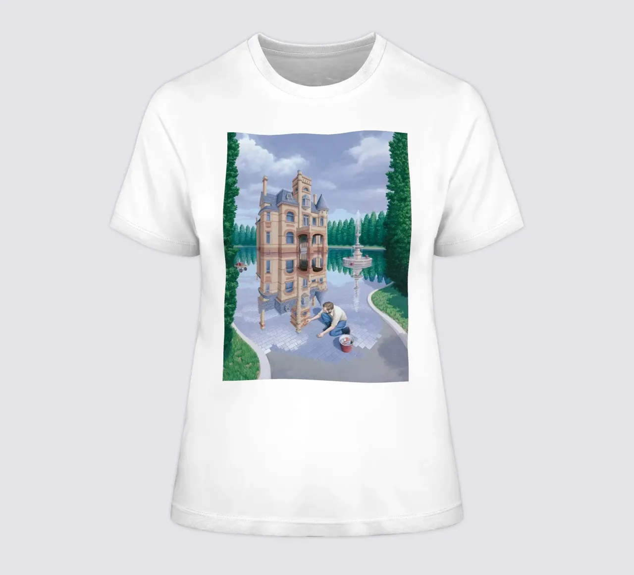 Rob Gonsalves The Mosaic Moat women's fitted t-shirt by Trudeau Art Galley