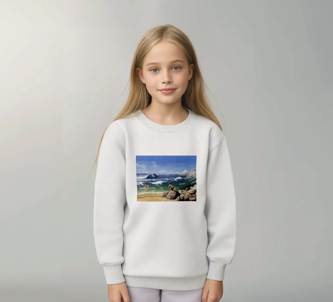 Rob Gonsalves The Mountain Waves kids sweatshirt by Trudeau Art Galley