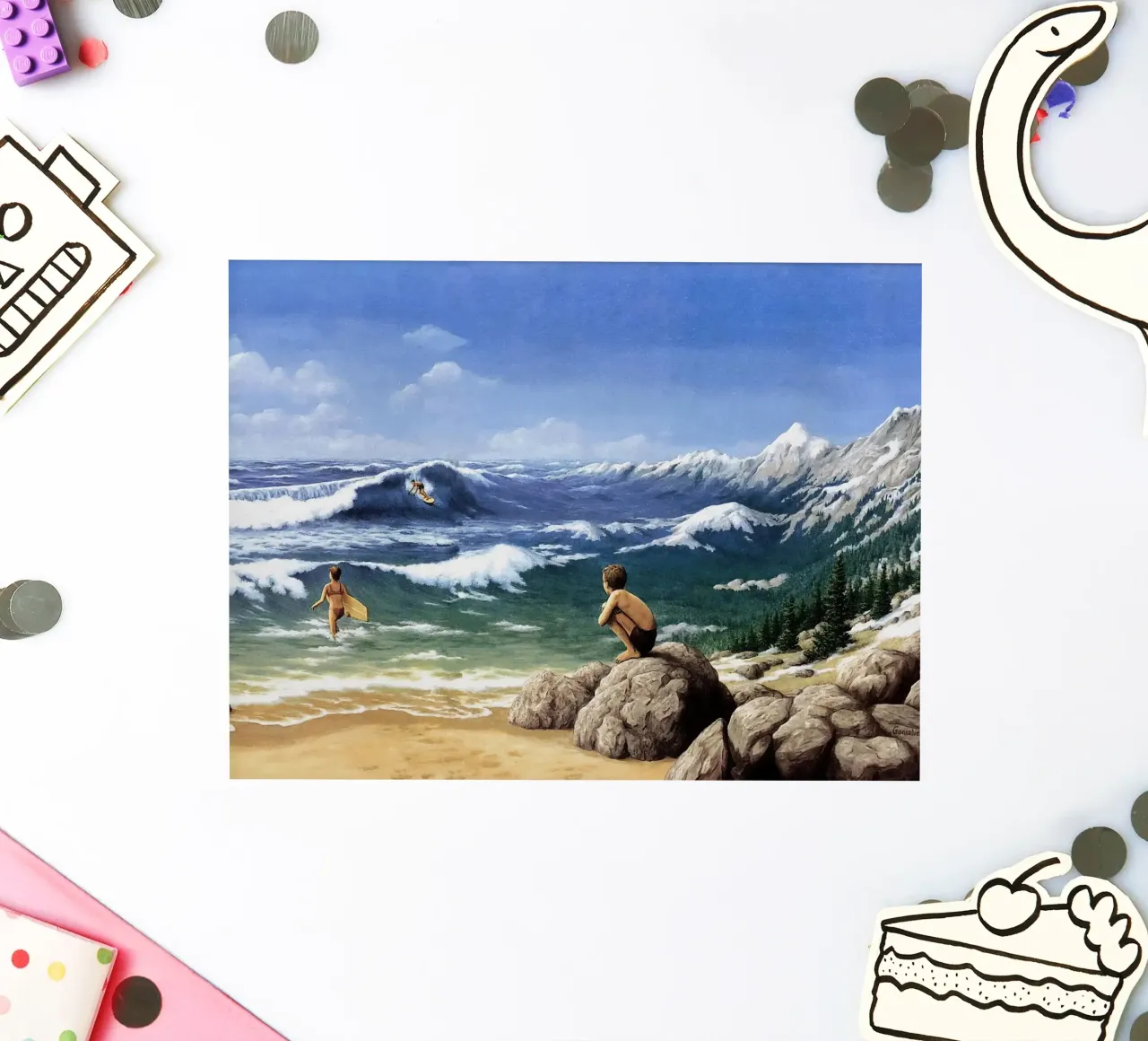 Rob Gonsalves Die Gebirgswellen Sticker von Trudeau Art Galley
