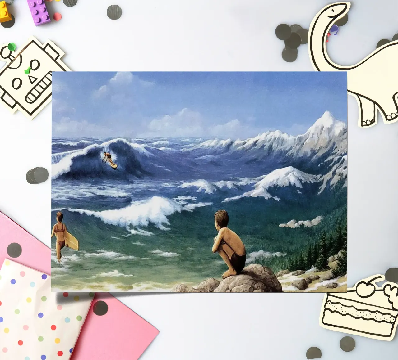 Rob Gonsalves The Mountain Waves sticker sheet by Trudeau Art Galley