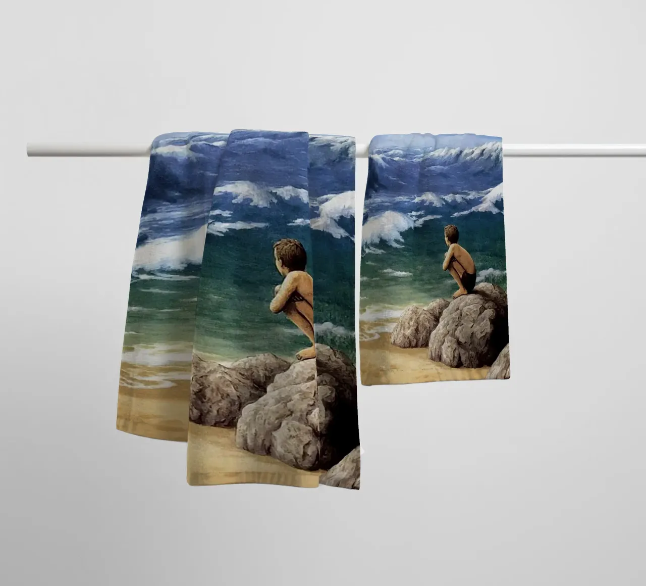 Rob Gonsalves The Mountain Waves towel by Trudeau Art Galley